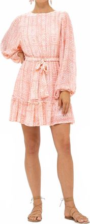 Oliphant Long Sleeve Flirty Short Dress In Bali Pink