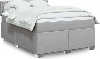 vidaXL Vidaxl - Cama Box Spring Con Colch&oacute;n Tela Gris Claro 140x200 Cm