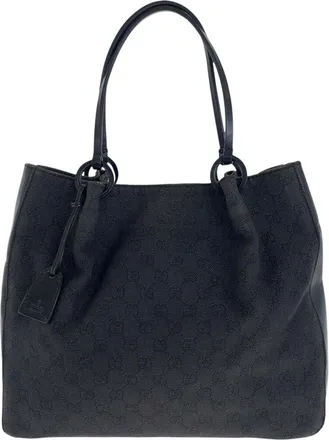 Gucci Black Gg Canvas & Leather Tote (Authentic Pre-Loved)