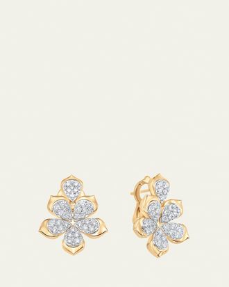 Sara Weinstock 18K Two-Tone Gold Lierre Diamond Partial Pear Flower Stud Earrings