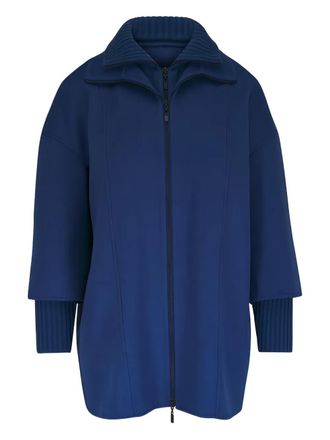 Kinross Cashmere Sapphire ribbed zip coat - Blue