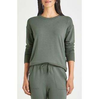 Splendid Supersoft Sweatshirt in Soft Vintage Olive Branch at Nordstrom, Size X-Small