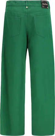 Max Mara Cotton-Linen Blend Trousers - Green