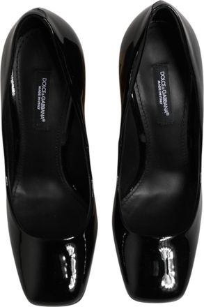 Dolce & Gabbana Womens Patent Leather With Logo Pump Black