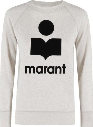 Isabel Marant Hoodies & sweatvesten, Dames, Beige, S, Katoen, Ecru Sweatshirt met Velvet Logo