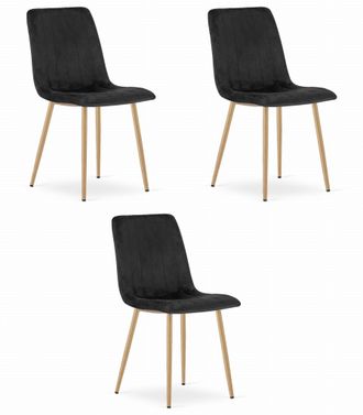 OEM Silla Lava - Terciopelo Negro / Patas Color Madera X 3