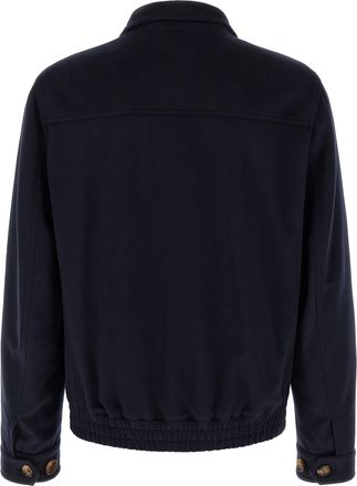 Brunello Cucinelli Virgin Wool Bomber Jacket - Blue