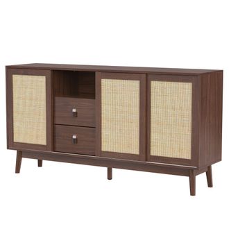 Urban Meuble Aparador efecto madera de nogal con 3 puertas correderas y 2 cajones