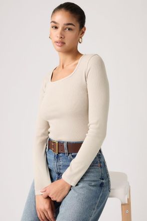 Levi's Essential Squared Neck Long Sleeve Top - Donna - XS - Grigio / Garment Dye Chateau Gray