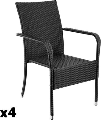 TecTake 4 Sillas de jardín apilables, poliratán, carga 120 kg, 58 x 67 x 90 cm