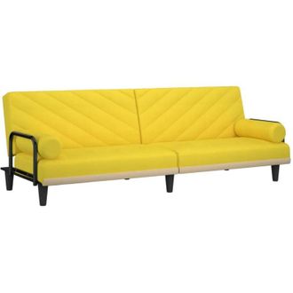 vidaXL Sof&aacute; Cama Con Reposabrazos Tela Amarillo Claro Vidaxl
