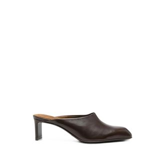 Khaite Mules met blokhak en vierkante neus - Dames - Muiltjes - Bruin - 41 EU - Leer - Schoenen