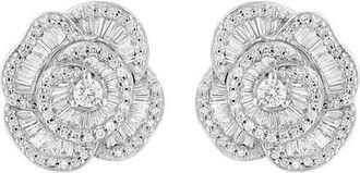 Effy 14K White Gold Diamond Floral Cluster Earrings in 14K Gold at Nordstrom
