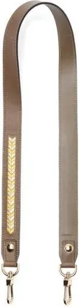 Longchamp Metallic Embroidered Leather Shoulder Strap in Khaki at Nordstrom Rack