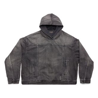 Balenciaga Pull-Over Jacket Black Japanese Denim 719313TBP473340