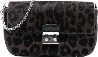 Dior Borsa a tracolla Miss Dior con stampa leopardata e catena 2014 - Marrone