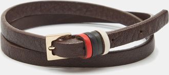 Carolina Herrera Uae National Day Leather Gold Tone Wrap Bracelet