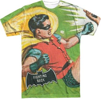 Gildan Batman Classic Tv Fighting Back (Front/Back Print) Short Sleeve Adult Poly Crew Tee / T-Shirt