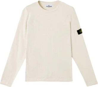 Stone Island Ivoor Gebreide Crewneck Trui - Heren - Ronde hals truien - Beige - XL - Katoen - Truien & Vesten