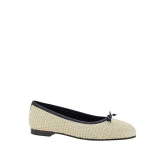 Manolo Blahnik Womens Beige Raffia Ballet Flats