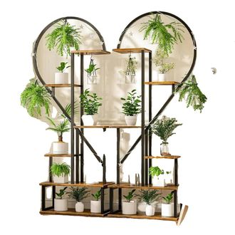 OEM Soporte Para Plantas De 6 Niveles, Dimensiones 112x28x165 Cm, Peso 18 Kg, Material Mdf Y Metal, Color Negro Y Marr&oacute;n