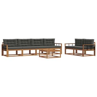 vidaXL Conjunto De Sof&aacute;s De Exterior 7 Pcs Natural Y Antracita Vidaxl