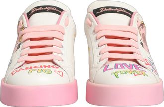 Dolce & Gabbana White Pink Portofino Royal Pig Sneakers Mens Shoes