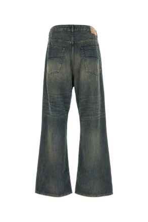 Balenciaga Mens Denim Wide-Leg Jeans Navy-Green-Yellow Exterior: Cotton Navy/green/yellow