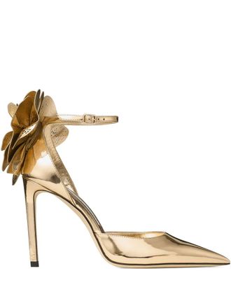 Jimmy Choo London 100mm Marja flower pumps - Gold