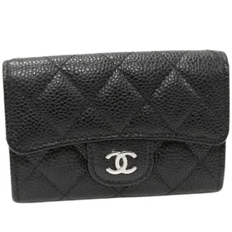 Chanel Pre-owned Wallets, female, Black, Size: ONE SIZE Pre-owned Caviar Skin Card Case