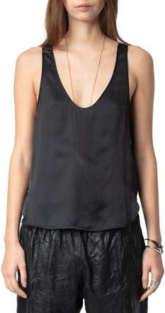 Zadig&Voltaire Tarys Satin Tank in Black at Nordstrom, Size X-Small