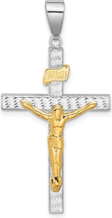 Diamond2Deal 14k Two-tone Gold Polished and Diamond-cut Crucifix Pendant