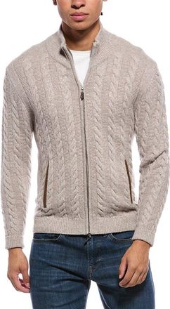 N.Peal N. PEAL Aspen Cable 100% Cashmere Mock Neck Cardigan