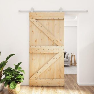 vidaXL Vidaxl - Puerta Corredera Con Herrajes Madera Maciza De Pino 100x210 Cm