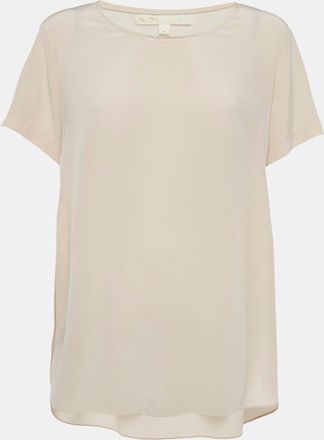 Maje Beige Silk Crew Neck Blouse
