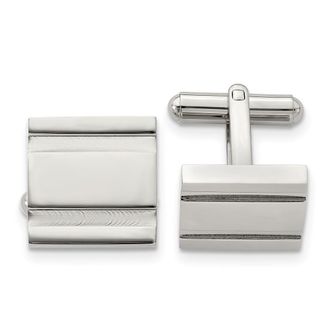 Diamond2Deal Stainless Steel Polished Square Cufflinks
