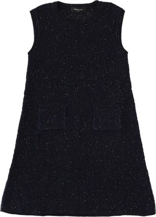 Fabiana Filippi Micro Sequin Boucl&eacute; A-lijn Gebreide Jurk met Opgestikte Zakken - Dames - Korte kleedjes - Blauw - XS - Katoen - Kleedjes
