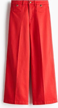 H&M Wide High Waist Ankle Jeans in Bright Red at Nordstrom, Size 16