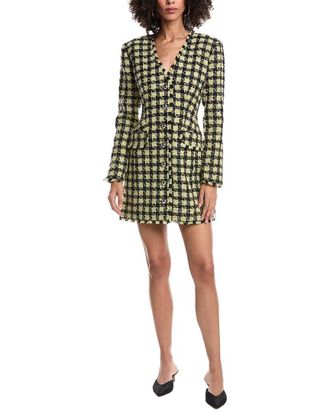 Toccin Mallory Strong Shoulder Button Front Wool-Blend Dress