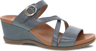 Dansko Womens Ana Strappy Slide Wedge Sandal In Denim