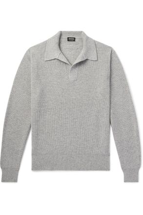 Ermenegildo Zegna Ribbed Oasi Cashmere Polo Sweater