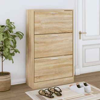 vidaXL Mueble Zapatero Madera Contrachapada Roble Sonoma 63x24x103 Cm Vidaxl