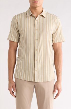 Roark Bless Up Short Sleeve Button-Up Shirt in Beige Stripe at Nordstrom, Size Xx-Large