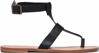 Post & Co Black Leather Men Flip Flop Sandal