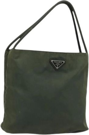 Prada Pre-owned Shoulder Bags, female, Green, Size: ONE SIZE Pre-owned Vintage Nylon Hand Bag