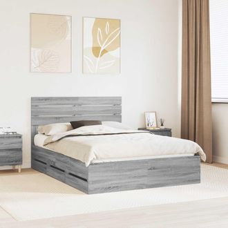 vidaXL Estructura De Cama Gris Sonoma 150 X 200 Cm Madera Ingenieril Vidaxl