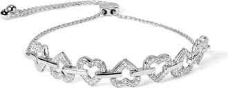 House of Brilliance 925 Sterling Silver 1/2 Cttw Diamond Alternating Heart Link Adjustable Bolo Bracelet