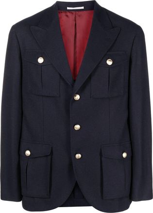 Brunello Cucinelli single-breasted wool-blend blazer - men - Wool/Silk/Cashmere/Cupro - 50 - Blue