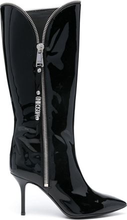 Moschino 85mm patent-leather boots - women - Patent Calf Leather/Calf Leather/Calf Leather - 40 - Black