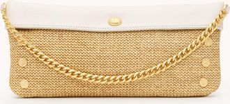 Hammitt Hammitt Invitation Clutch Calla Lily White Raffia Brushed Gold Hammered